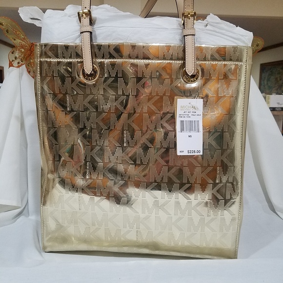 Michael Kors Handbags - 👀 NWT  Michael Kors Signature Gold Metallic Tote